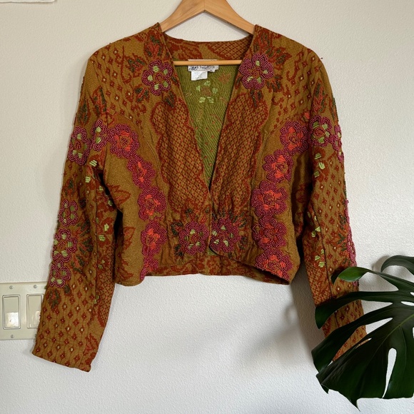 Vintage Handmade Beaded Embroidered Jacket Ethnic S/M Good Condition - Picture 8 of 8